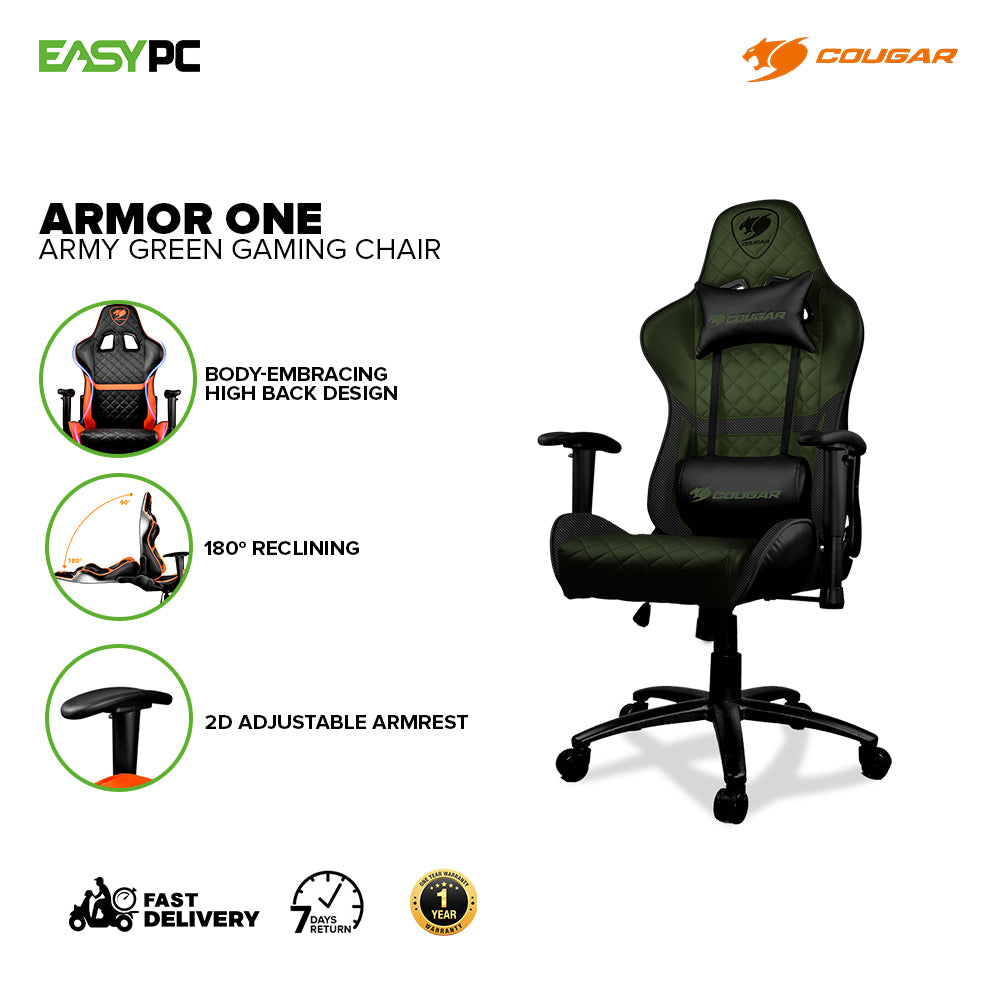 Cougar Armor One Gaming Chair Black Army Green