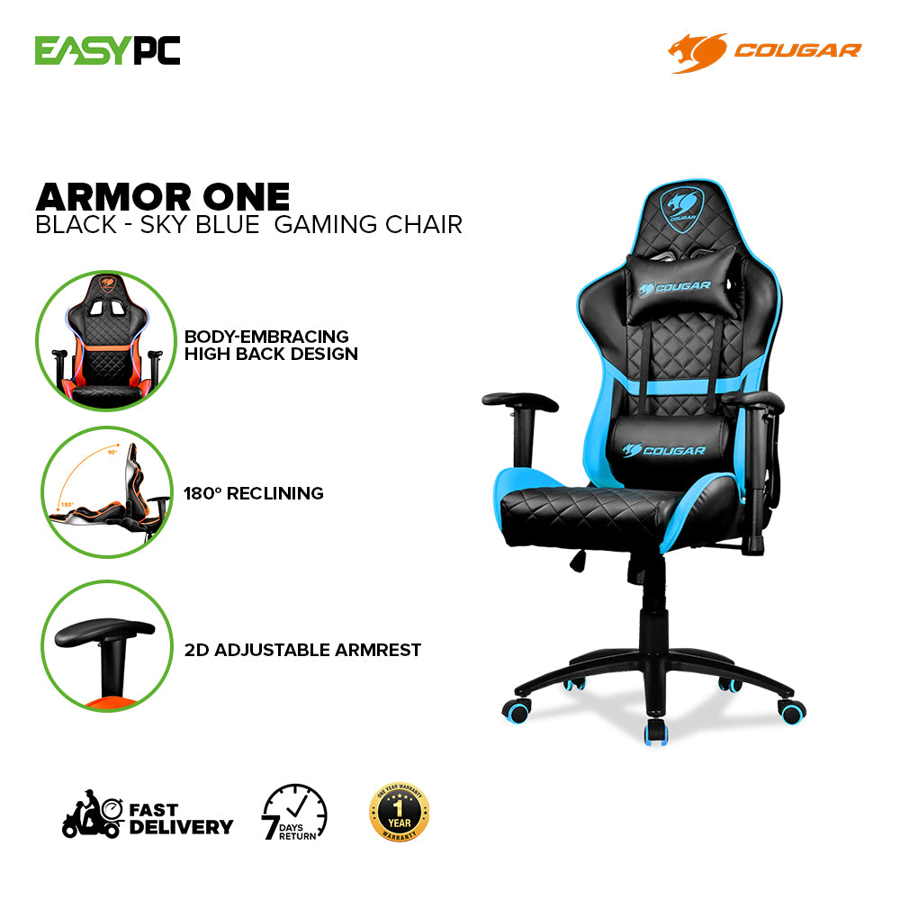 Cougar Armor One Gaming Chair Black Sky Blue