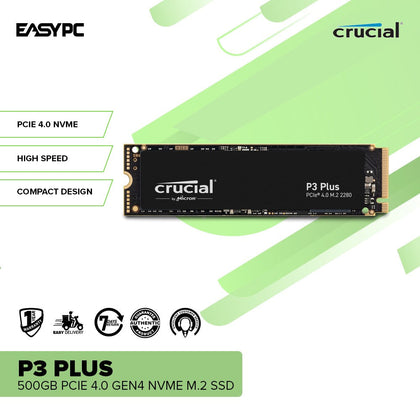 Crucial P3 Plus 500GB PCIe 4.0 Gen4 NVMe M.2 Solid State Drive