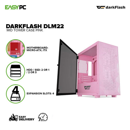 DarkFlash DLM22 Mid Tower Case Pink