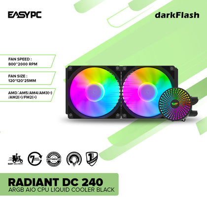 DarkFlash Radiant DC 240 ARGB AIO CPU Liquid Cooler Black