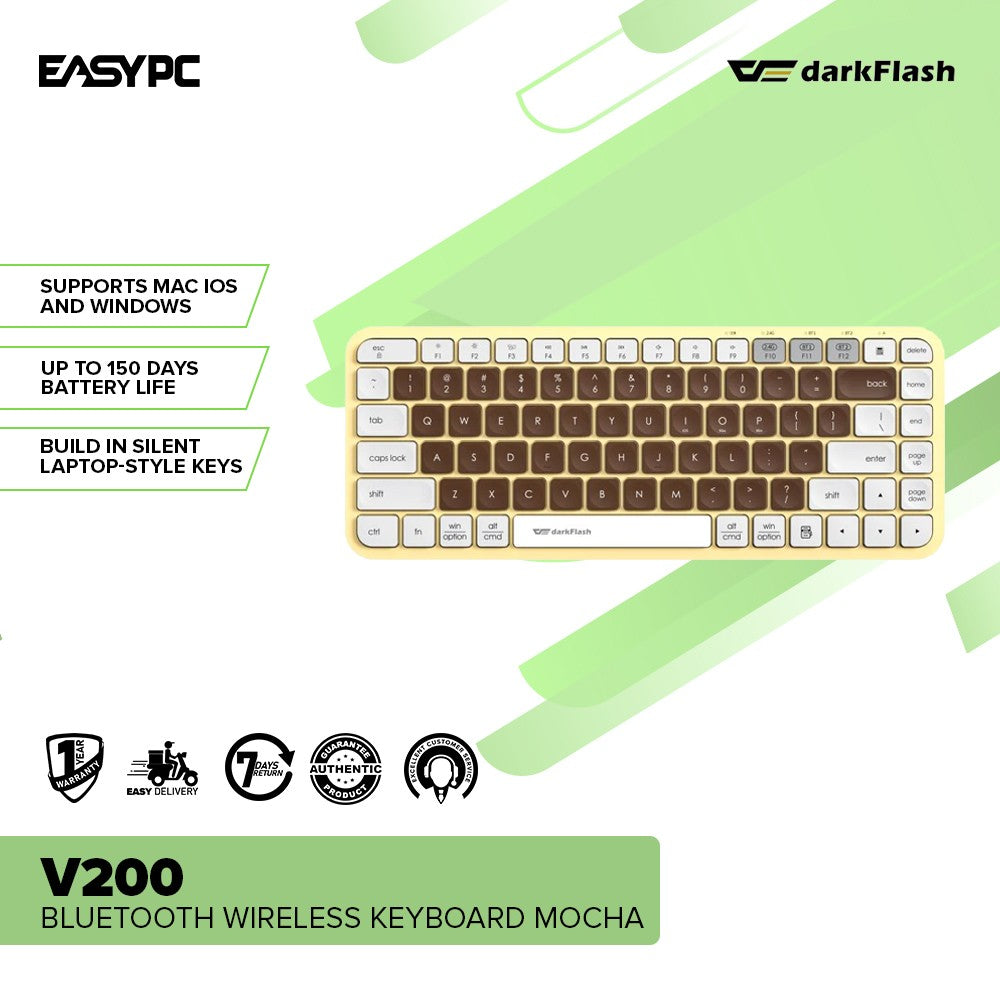 DarkFlash V200 Bluetooth Wireless Keyboard Mocha-a
