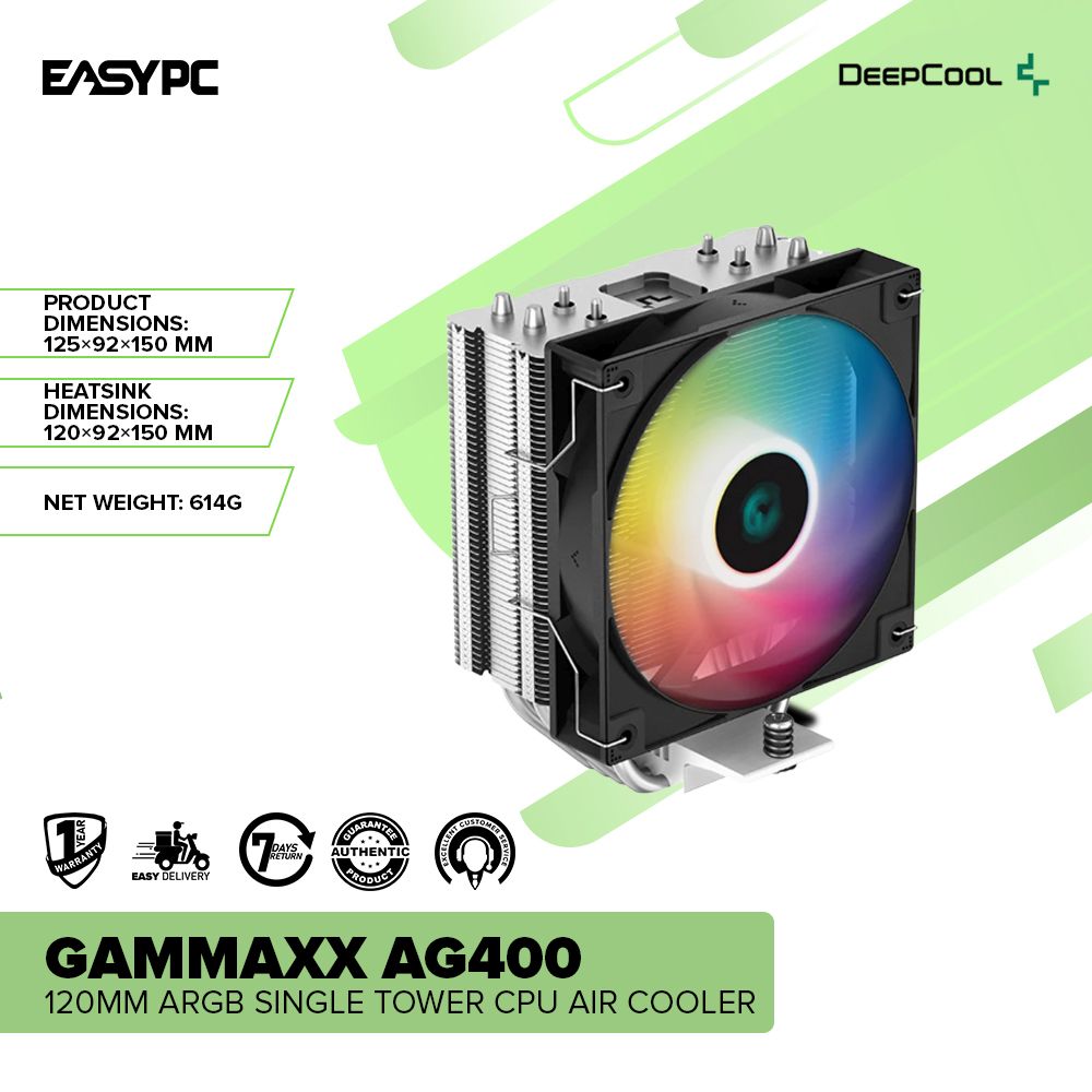 Deepcool Gammaxx AG400 120mm ARGB Single Tower CPU Air Cooler