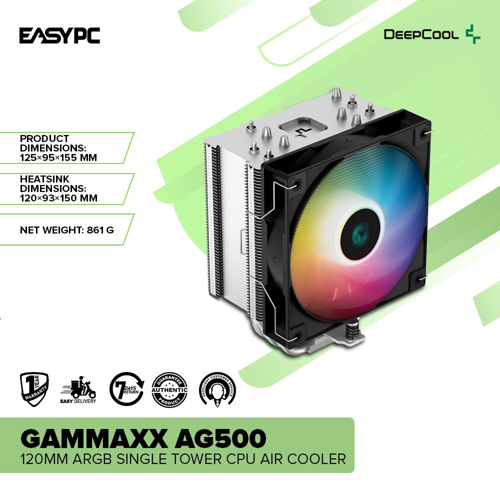 Deepcool Gammaxx AG500 120mm ARGB Single Tower CPU Air Cooler