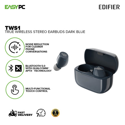 Edifier TWS1 True Dark Blue, Mint Green and Pink Crystal-clear Sound Ergonomic Design Wireless Stereo Earbuds 19GLO