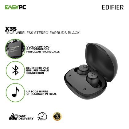 Edifier X3s True IP55-rated dust and water resistance for outdoor scenarios Wireless Stereo Earbuds Black & White 19GLO