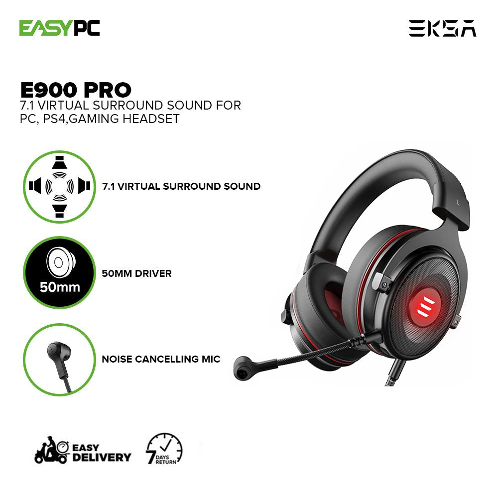 EKSA E900 Pro Virtual Surround Sound for PC, PS4, PS5 50mm Driver Noise  Cancelling Mic Gaming Headset 18LIG EKOC2618
