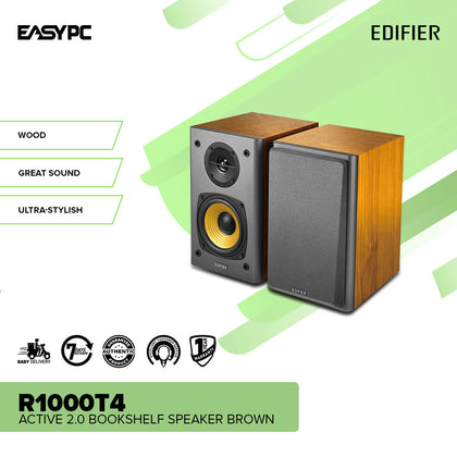 Edifier R1000T4 Active 2.0 Bookshelf Versatile connectors for easier cable replacement / extensions Brown Speaker