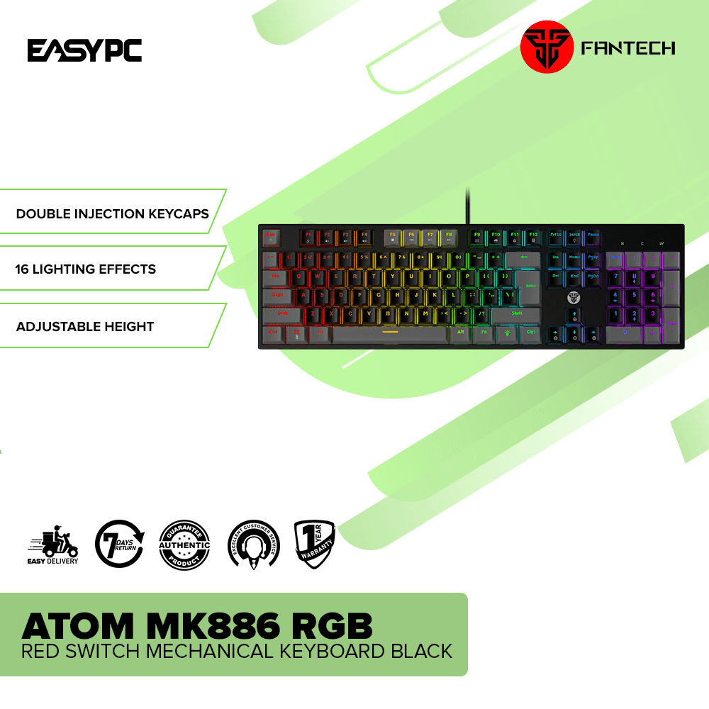 Fantech ATOM MK886 Red Switch RGB Mechanical Keyboard Black