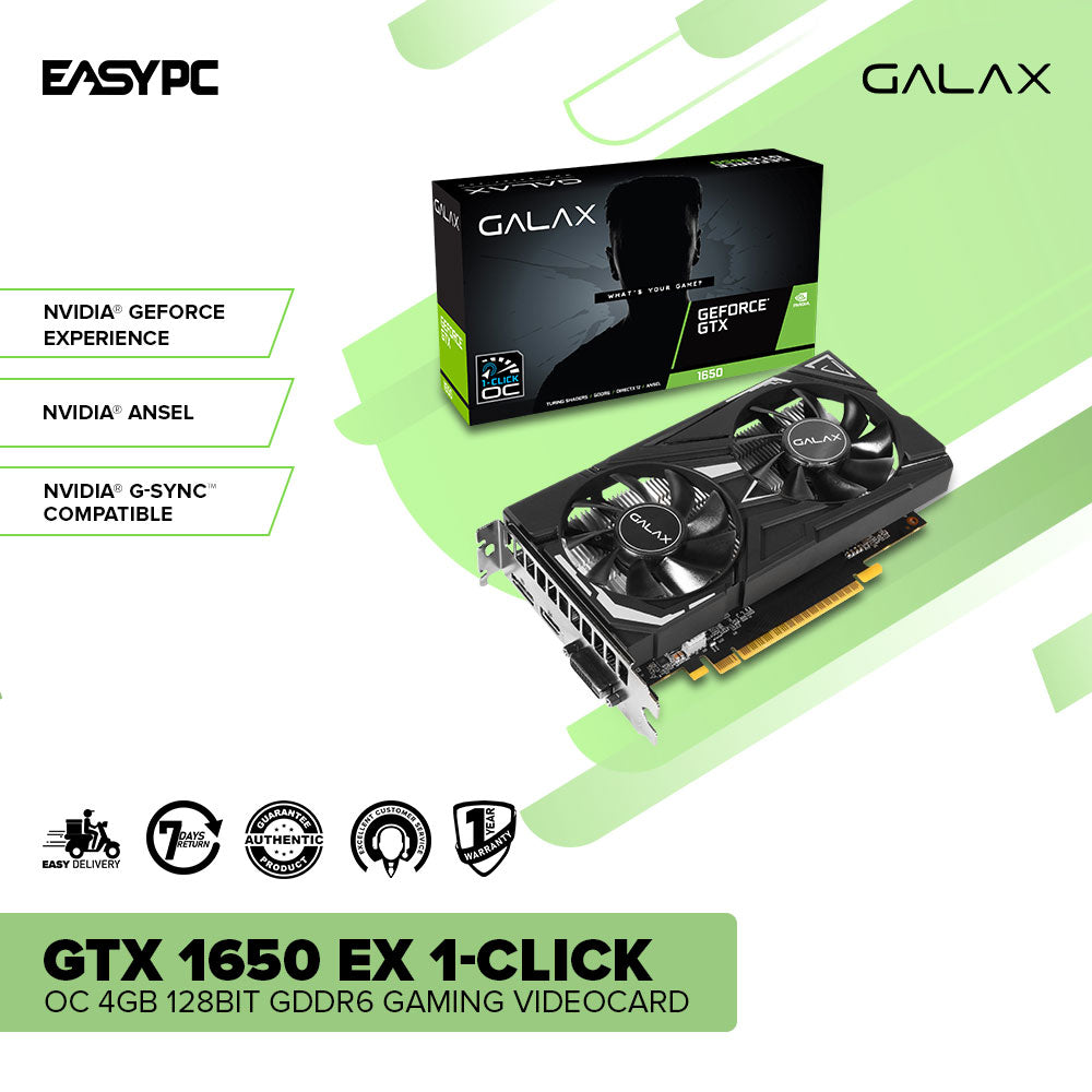 Galax NVIDIA® GeForce GTX™ 1650 EX 1-Click OC 4gb 128bit GDdr6