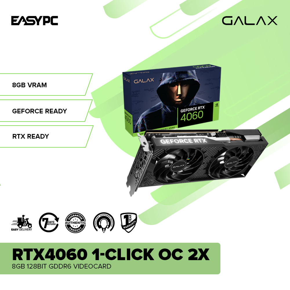 Galax NVIDIAÂ® GeForce RTXÂ™ 4060 1-click oc 2x 8gb 128bit GDDR6 Videocard