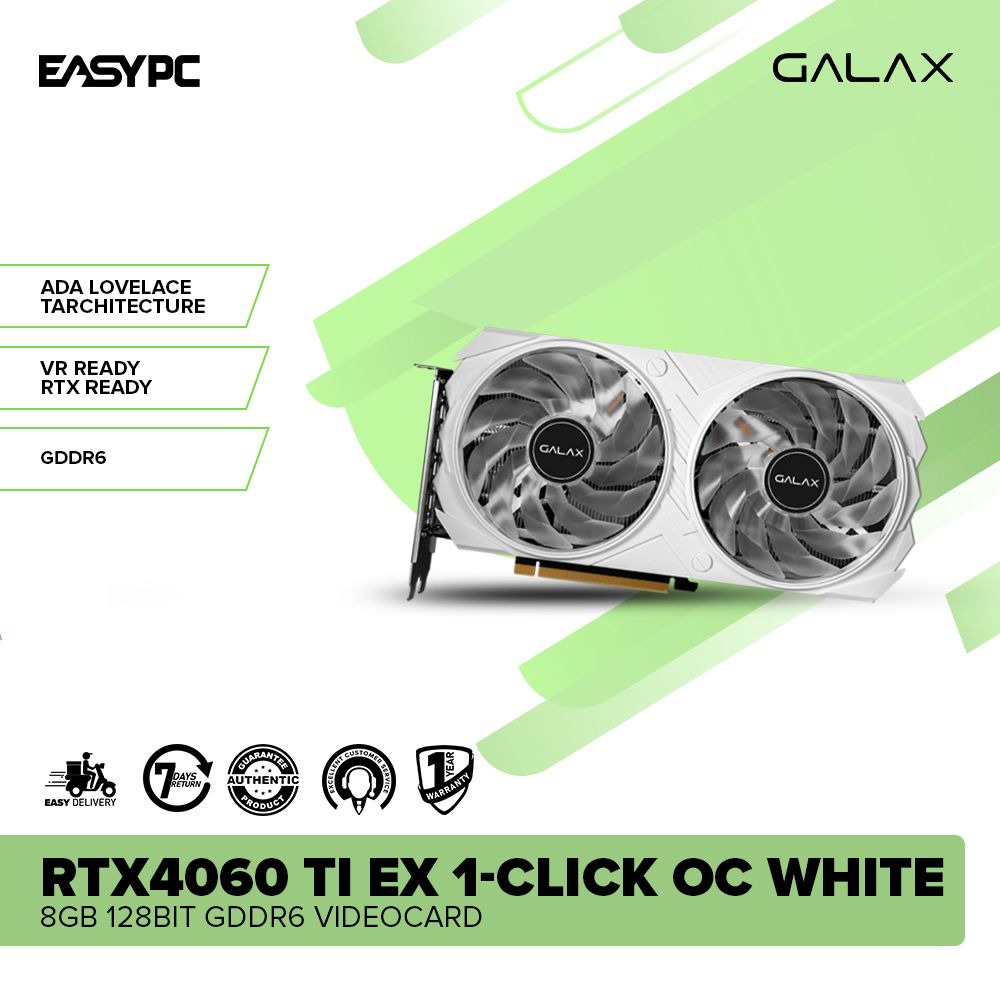 Galax NVIDIAÂ® GeForce RTX 4060 Ti EX 1-click oc White 8gb 128bit GDDR6 Videocard