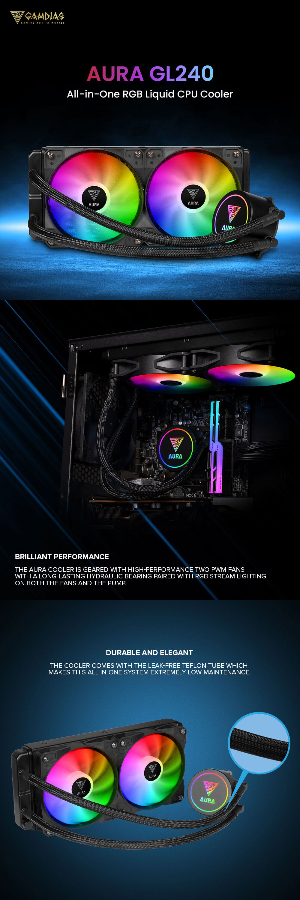 Gamdias Aura GL240 AIO CPU RGB Liquid Cooler – EasyPC