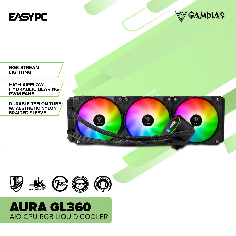 Gamdias Aura GL360 AIO CPU RGB Liquid Cooler