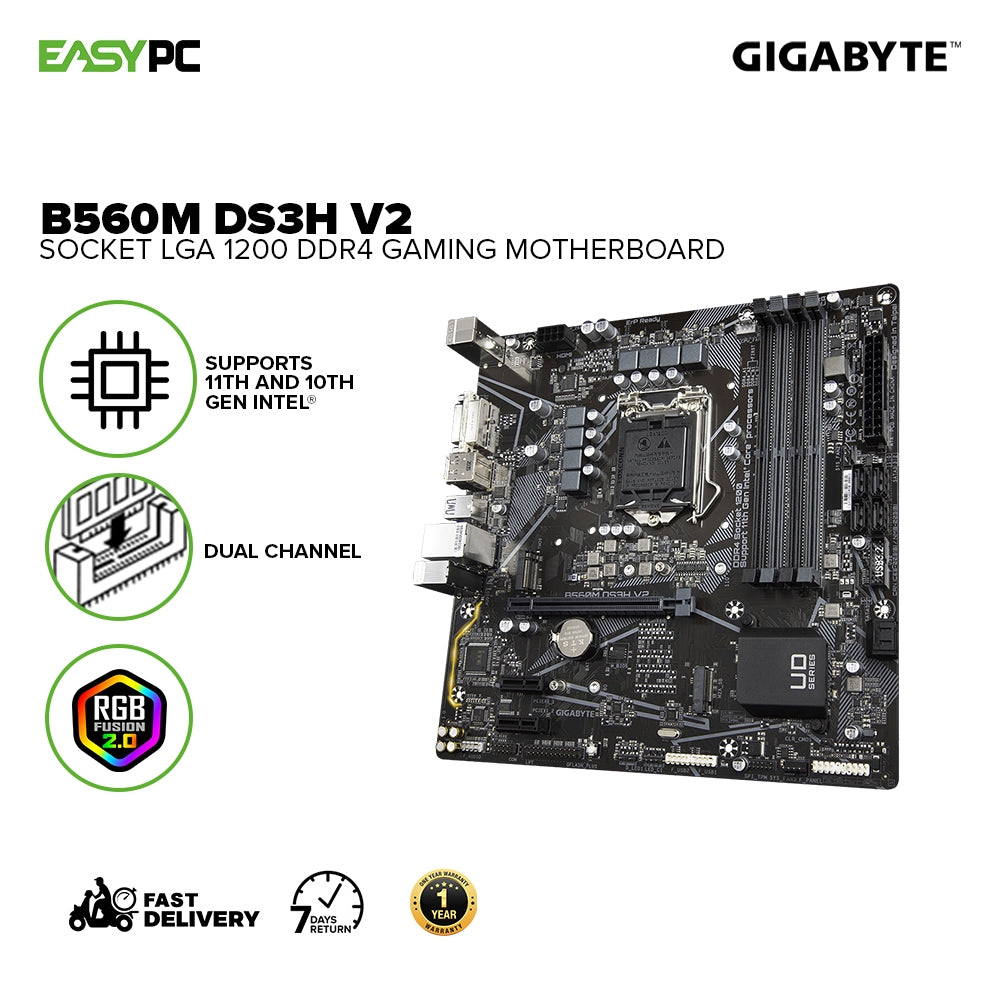 Gigabyte B560M DS3H V2 Socket LGA 1200 Ddr4 Gaming Motherboard