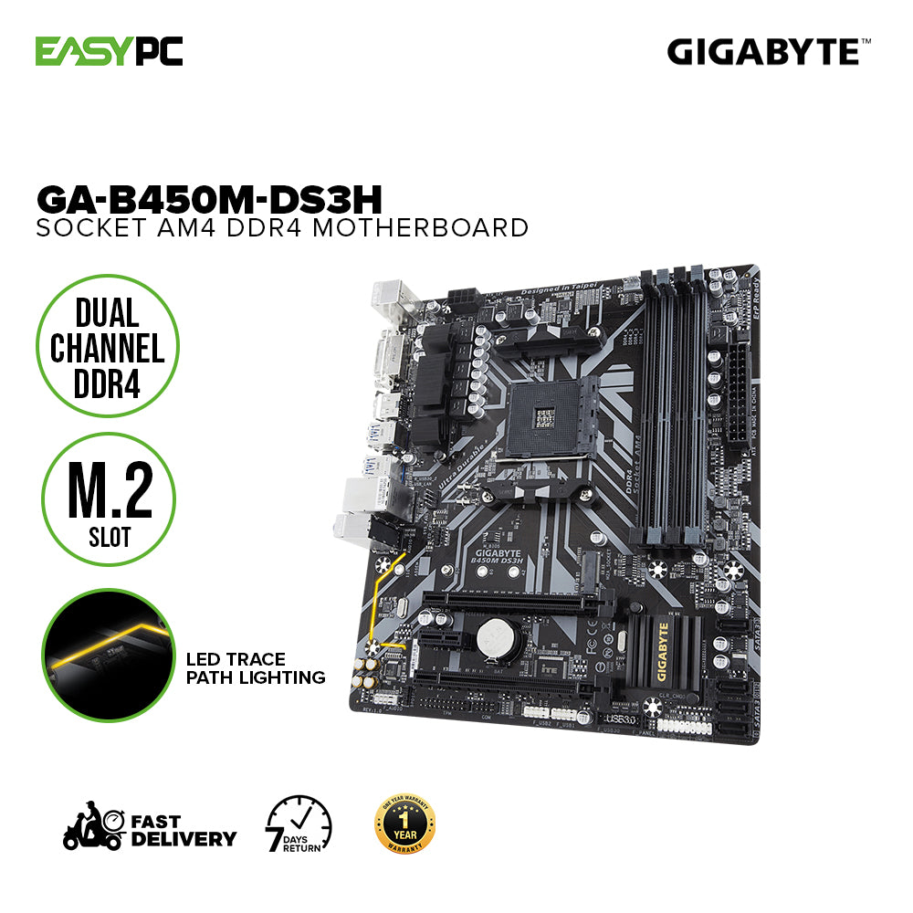 Gigabyte GA-B450M DS3H Socket Am4 Ddr4 Gaming Motherboard – EasyPC