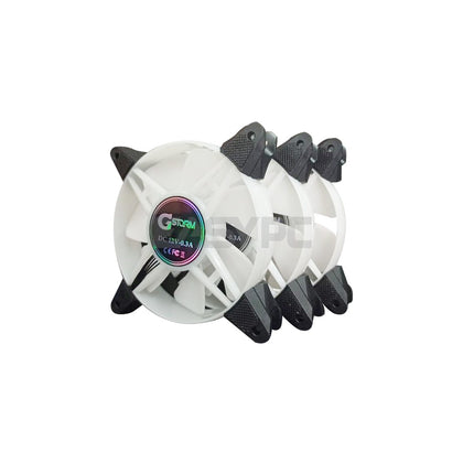 Keytech White Tornado 3in1 120mm Chassis Fan with Control Hub and Remo ...