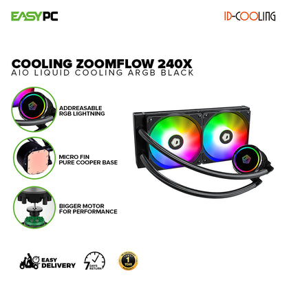 ID Cooling Zoomflow 240X AIO Liquid Cooling ARGB BLACK