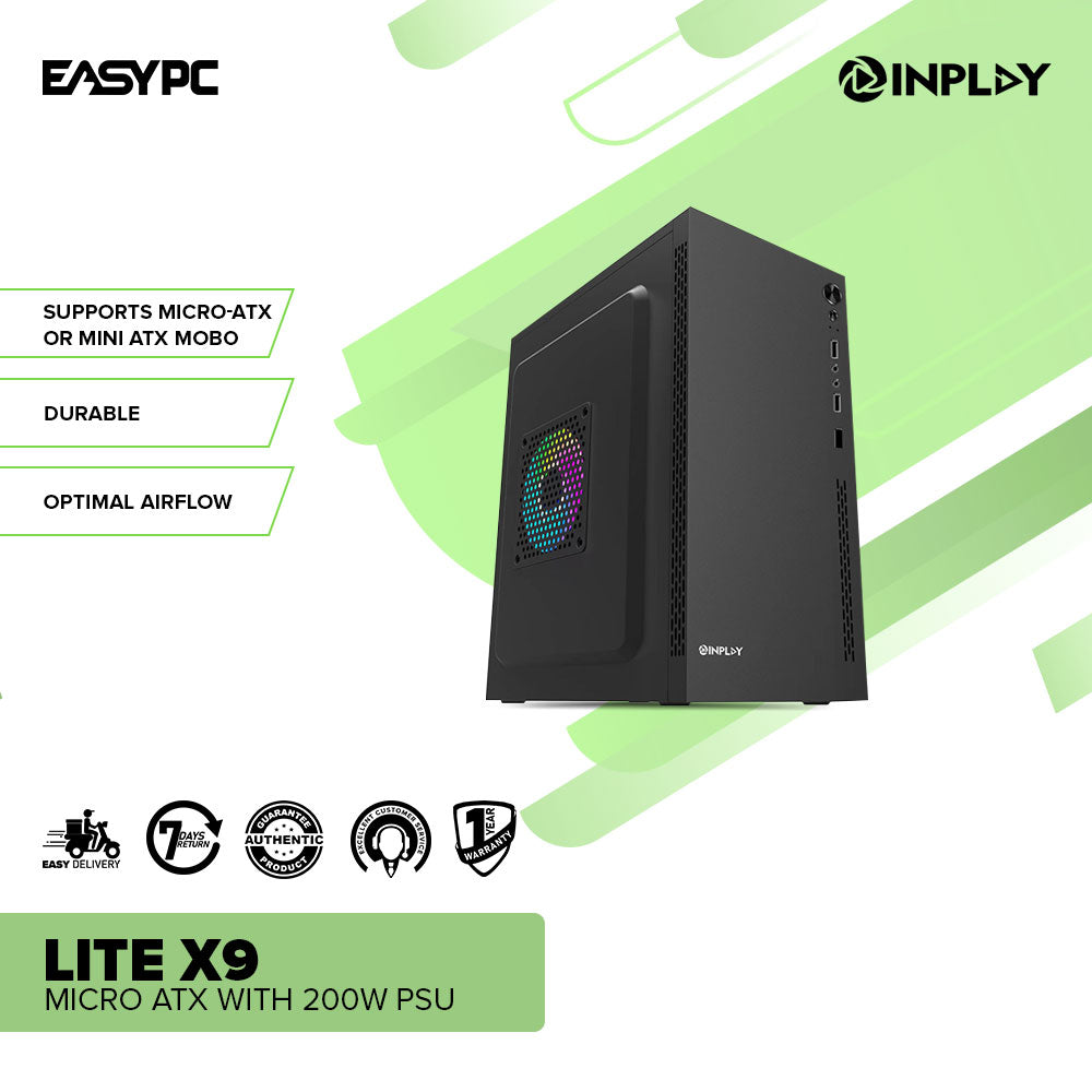 InPlay Lite X9 Micro ATX with 200W PSU Optimal Airflow PC Case – EasyPC