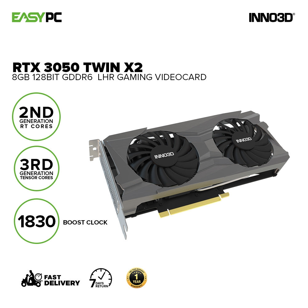 Inno3D NVIDIA® GeForce RTX™ 3050 Twin X2 N30502-08D6-1190VA42 8gb