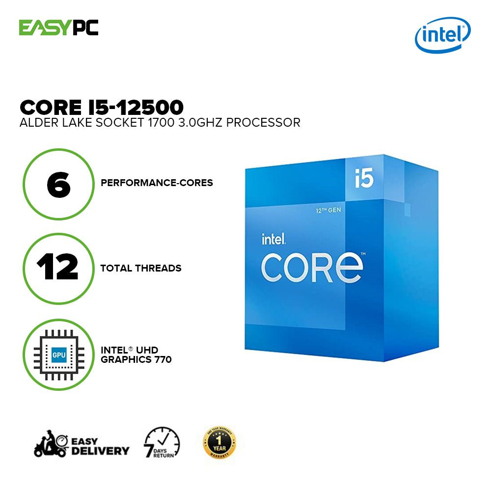 Intel Core I5-12500 Alder Lake 3.0GHz Intel UHD Graphics 770, Max Turbo Frequency 4.60 GHz Socket 1700 Desktop Processor