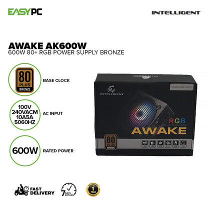 Intelligent Awake AK600W 600W 80+ RGB Power Supply Bronze