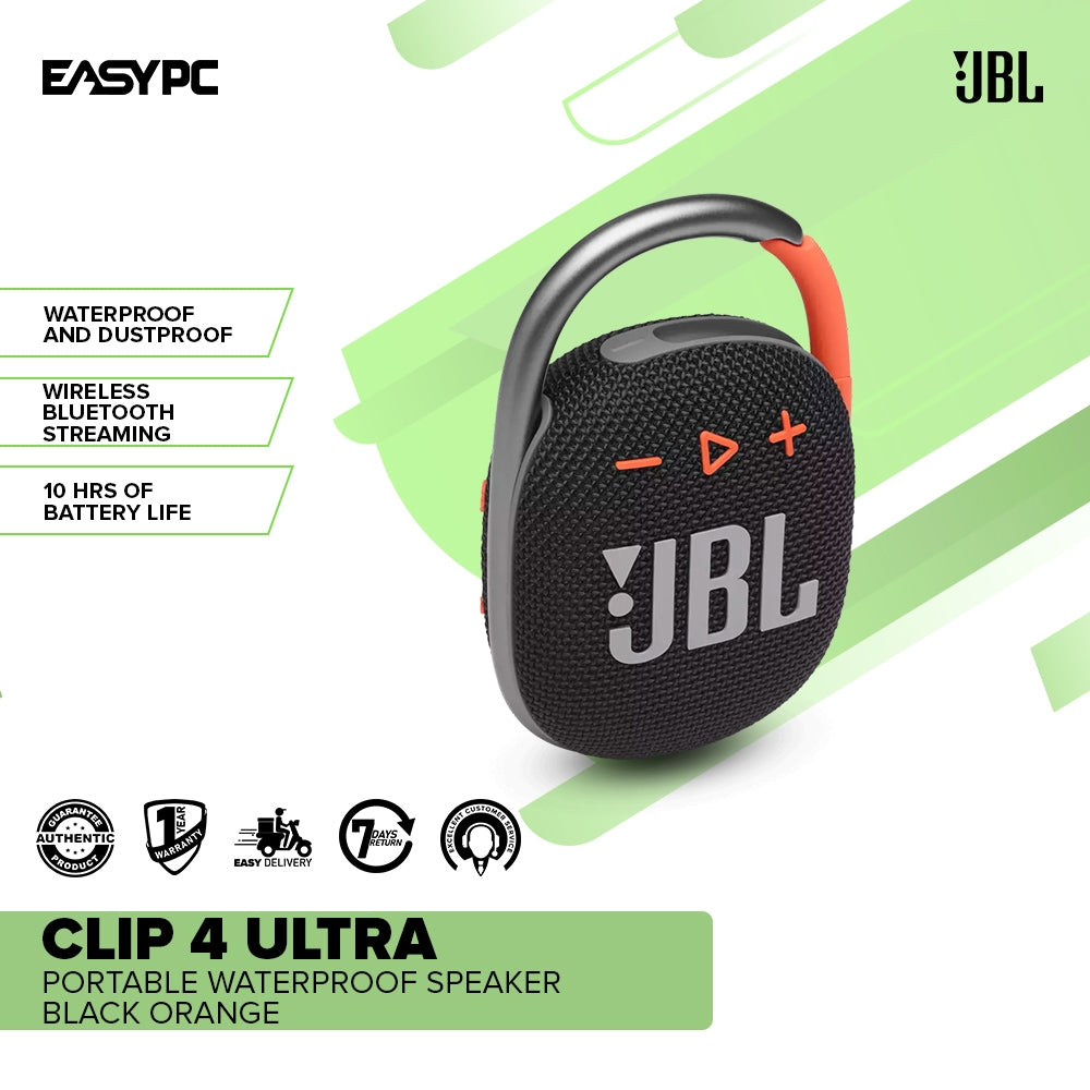JBL Clip Ultra-Portable Waterproof Speaker Black Orange Gray Orange Red