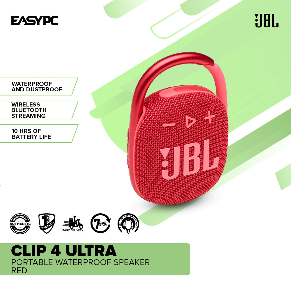 JBL Clip 4 Portable Bluetooth Speaker (Red)