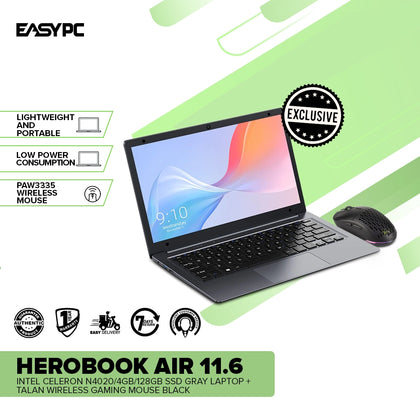 CHUWI HeroBook Air 11.6 Laptop + RAKK Talan Wireless Gaming Mouse Black