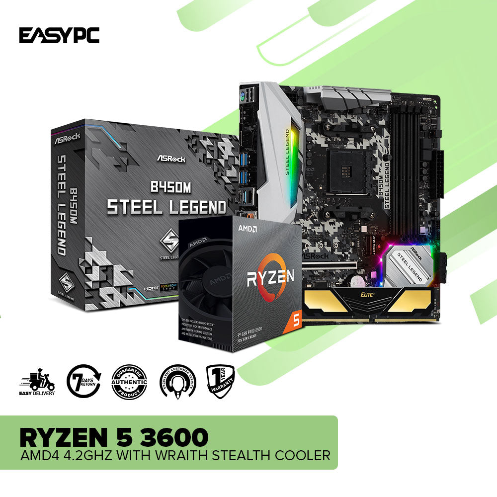 EasyBundle AMD Ryzen 5 3600 Processor/B450M Steel Legend