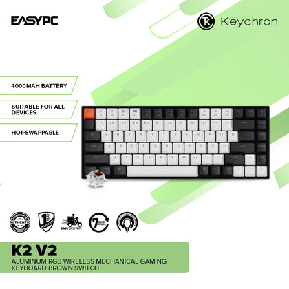 Keychron (K2C3H) K2 V2 RGB Wireless Mechanical Gaming Keyboard Brown Switch
