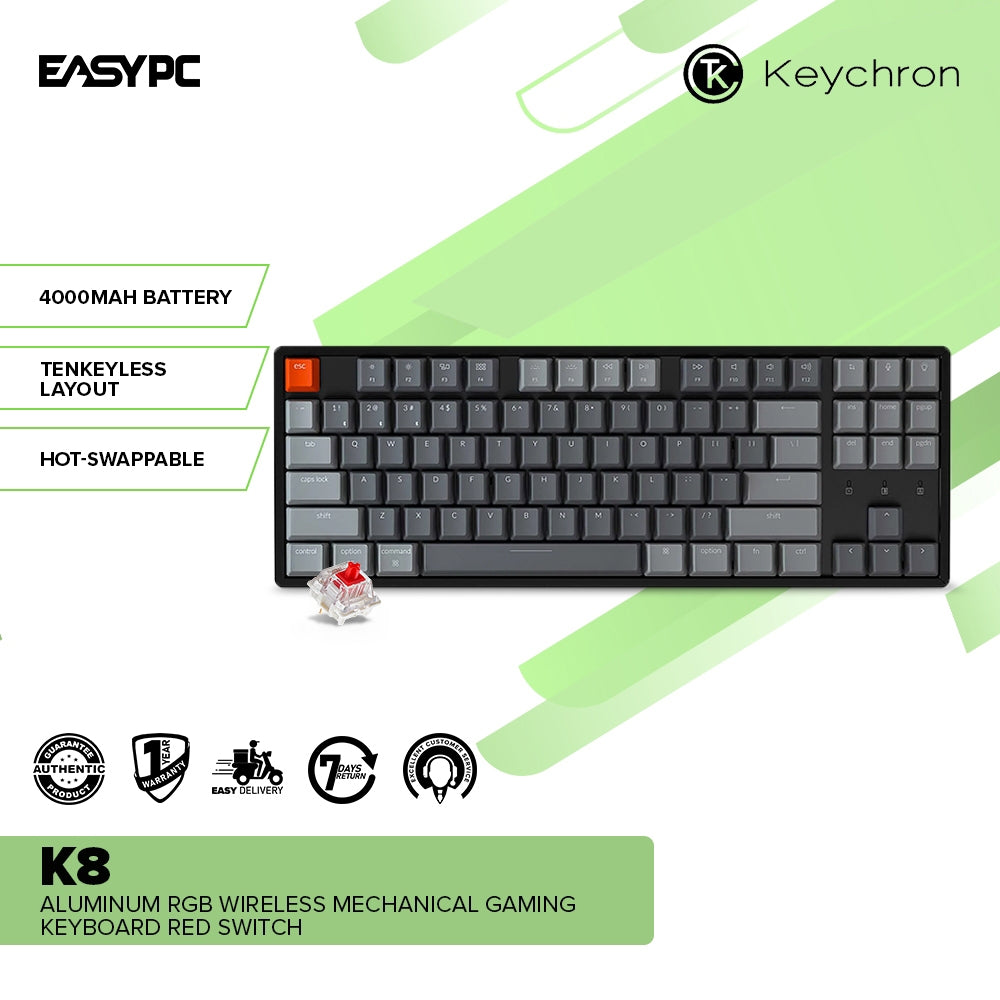 Keychron K8 Hot-swappable RGB Wireless Wireless Mechanical Gaming Red ...