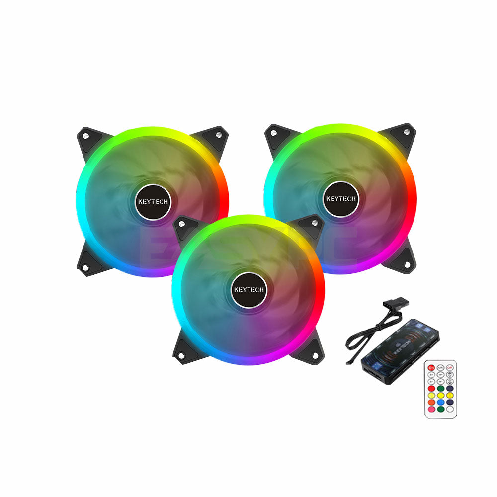 Keytech Storm X3 v2 3in1 120mm Chassis Fan with Control Hub and Remote ...
