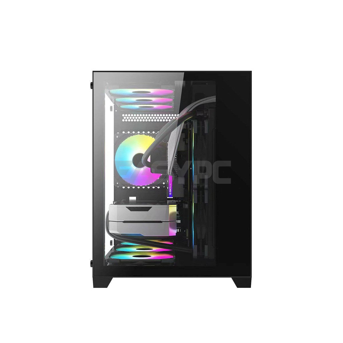 Keytech Robin Mini Dual Chamber Tempered Glass Optimal Airflow Micro ATX Black-b