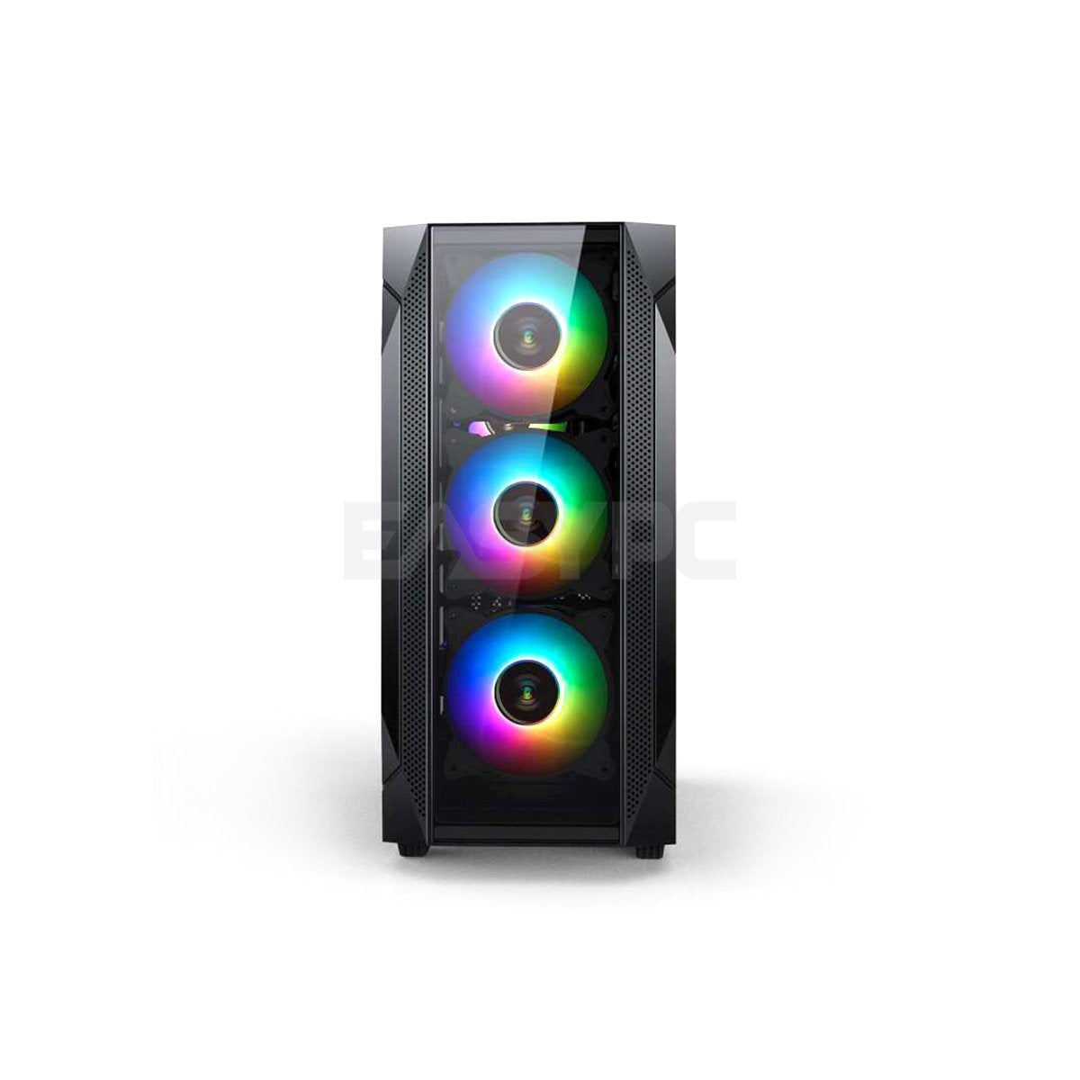 Keytech T-1000 Mid Tower Tempered Glass Black and White Gaming PC Case ...