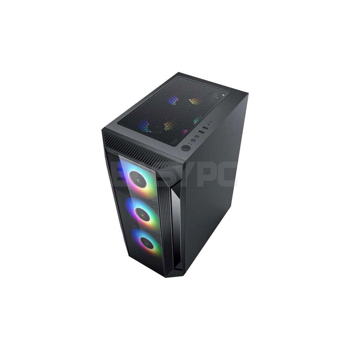 Keytech T-1000 Mid Tower Tempered Glass Black and White Gaming PC Case ...