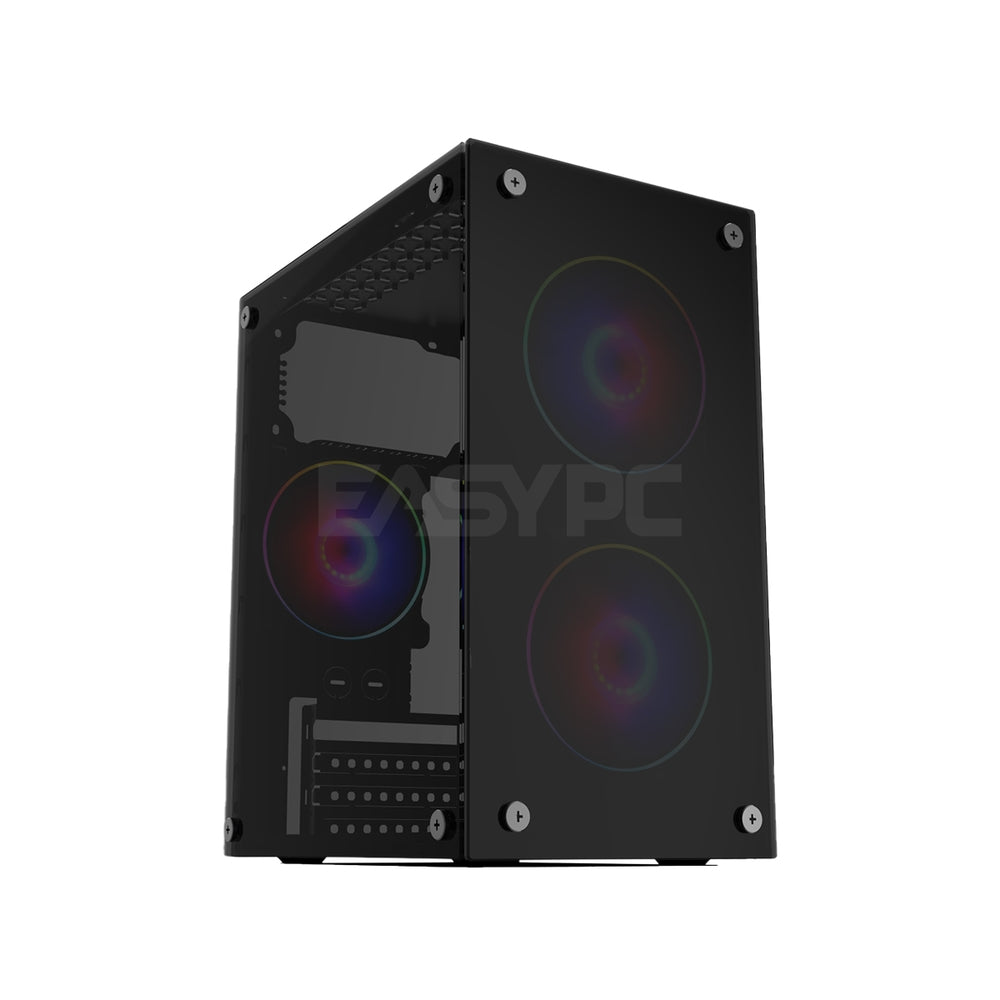 Keytech T-800 Micro ATX Tempered Glass Gaming PC Case Black – EasyPC
