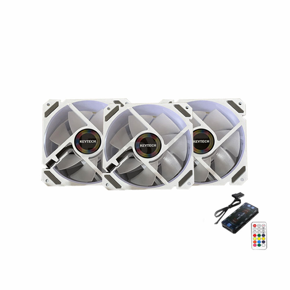 Key Tech Fan Remote Keytech White Tornado 3in1 120mm Chassis Fan with Control Hub and Remo ...