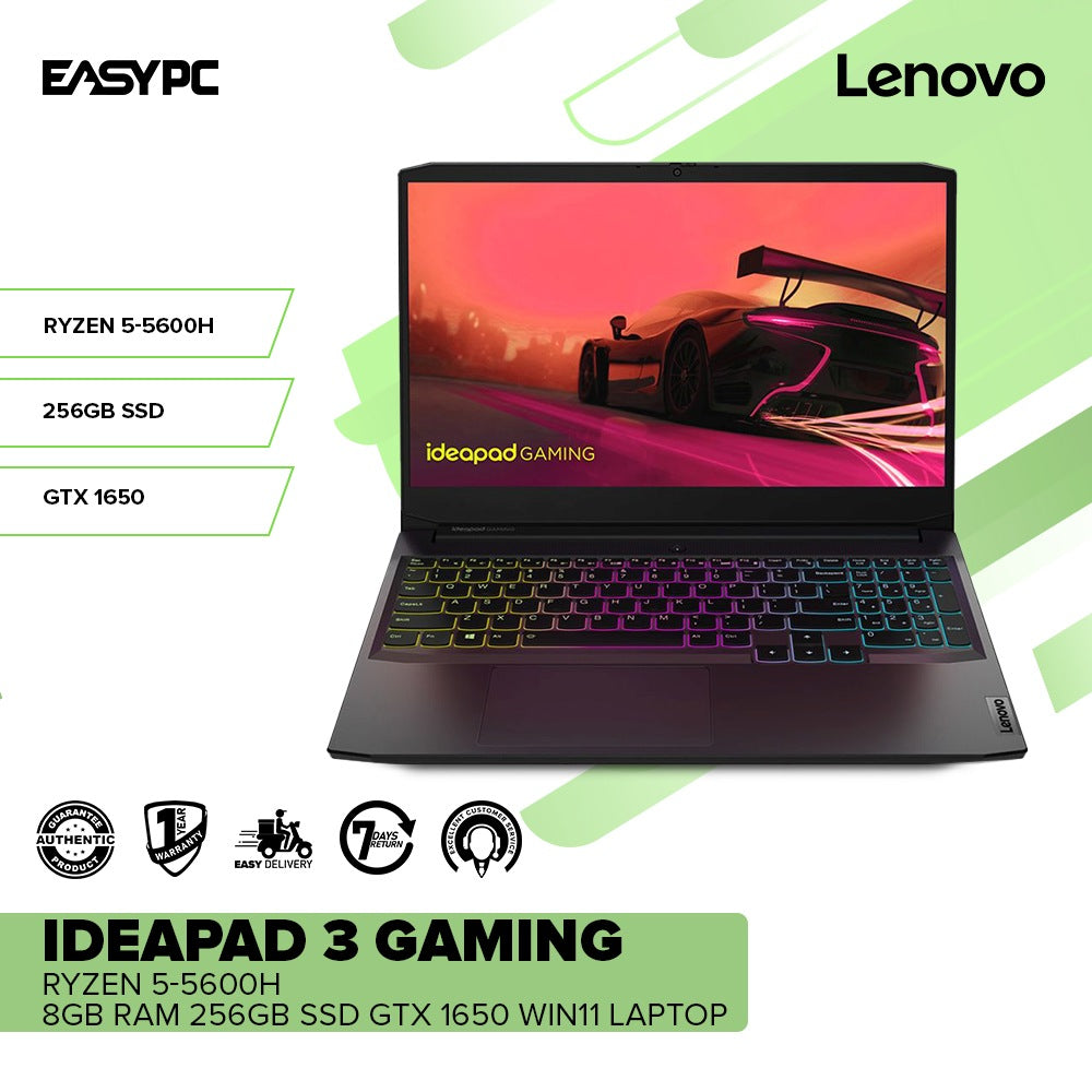 Lenovo IdeaPad Gaming Ryzen 5-5600H 8GB RAM 256GB SSD GTX 1650 Win11  Laptop