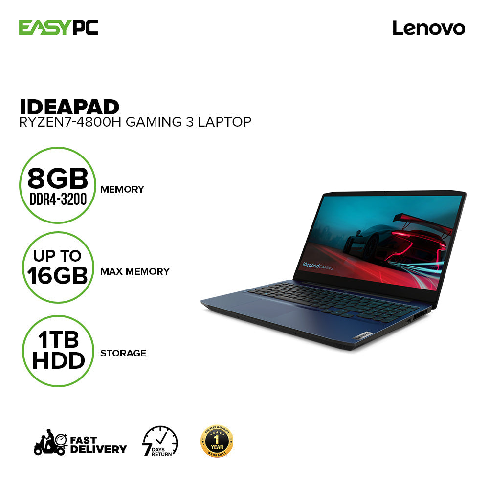 Lenovo Ideapad Gaming Ryzen7-4800H 8Gb Win10 1Tb Hdd Gtx 1650