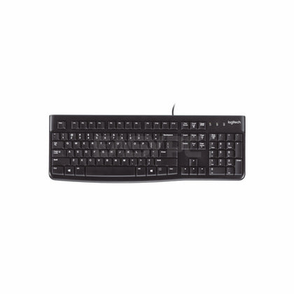 Logitech K120 Ergonomic Desktop USB Adjustable Typing Angle,Spill Resistant Design Full Sized with Numpad Wired Keyboard