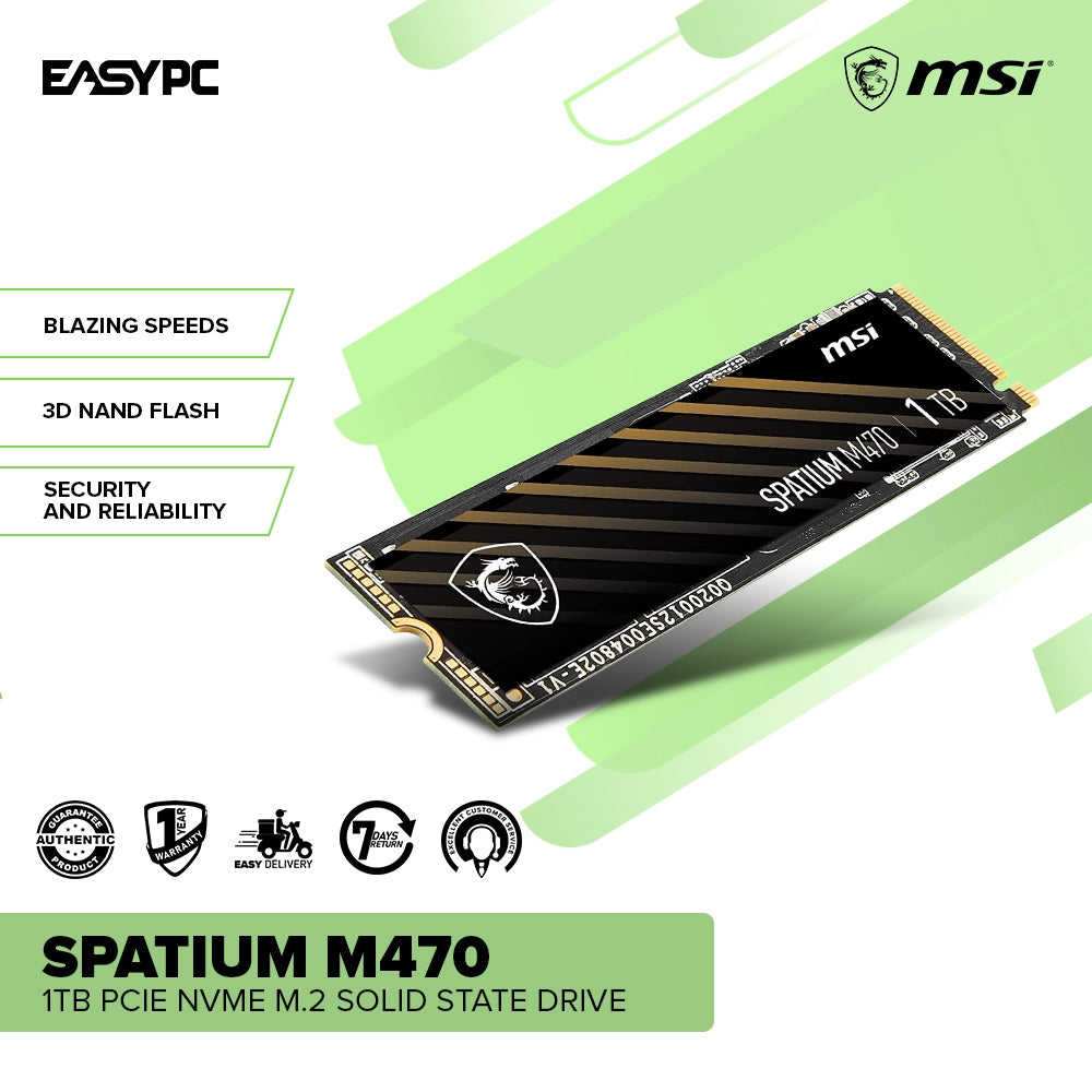 MSI Spatium M470 1TB PCIE NVME M.2 Solid State Drive