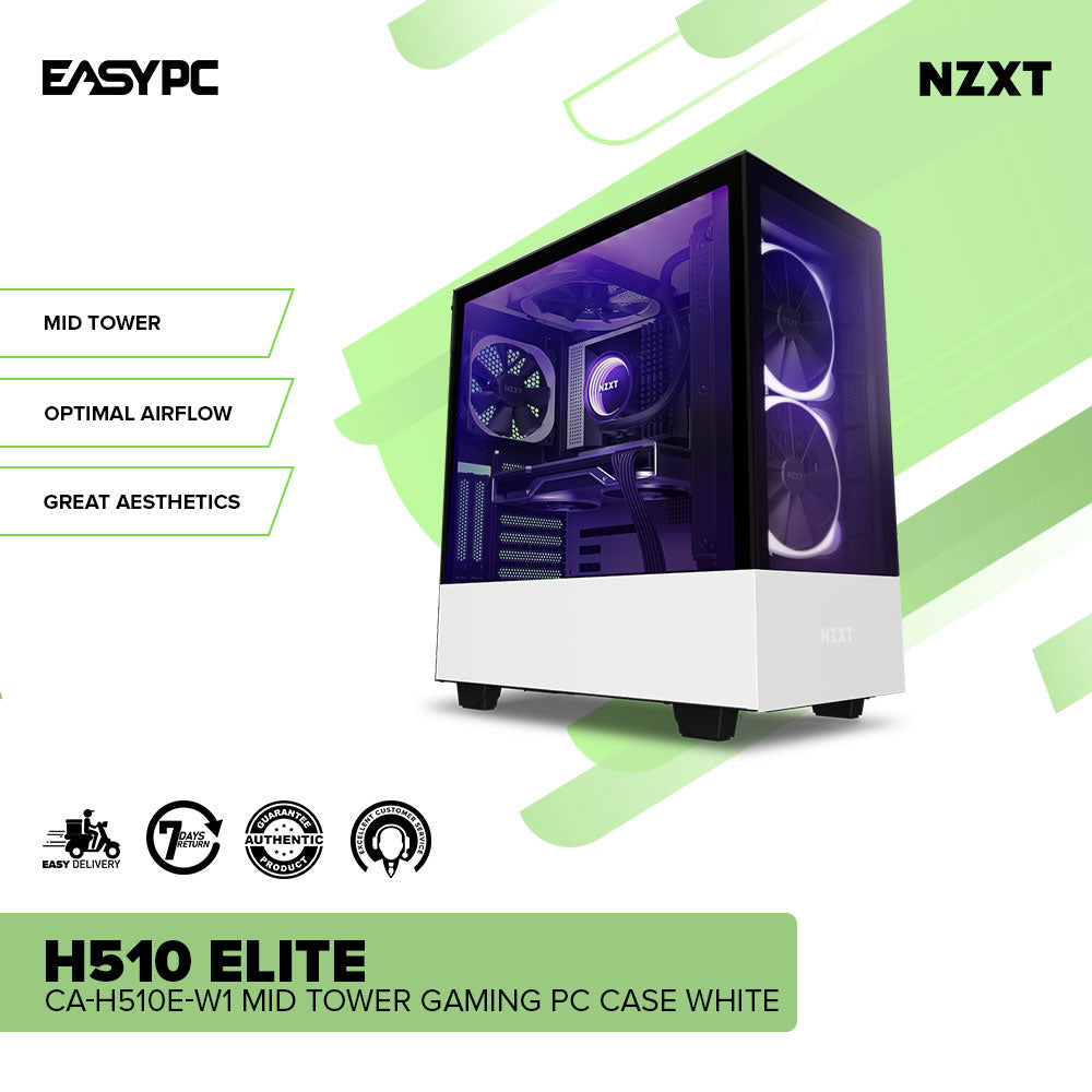 NZXT H510 Elite CA-H510E-W1/B1 Mid Tower White and Black Great