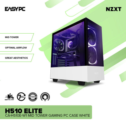 NZXT H510 Elite CA-H510E-W1 Mid Tower Gaming PC Case White