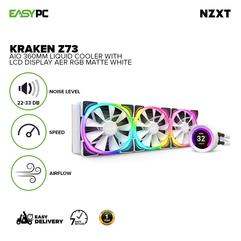 NZXT Kraken Z73 RGB 360mm Black/White RGB Liquid Cooler AER NZXT Kraken Z73 RGB 360mm Black/White RGB Liquid Cooler AER