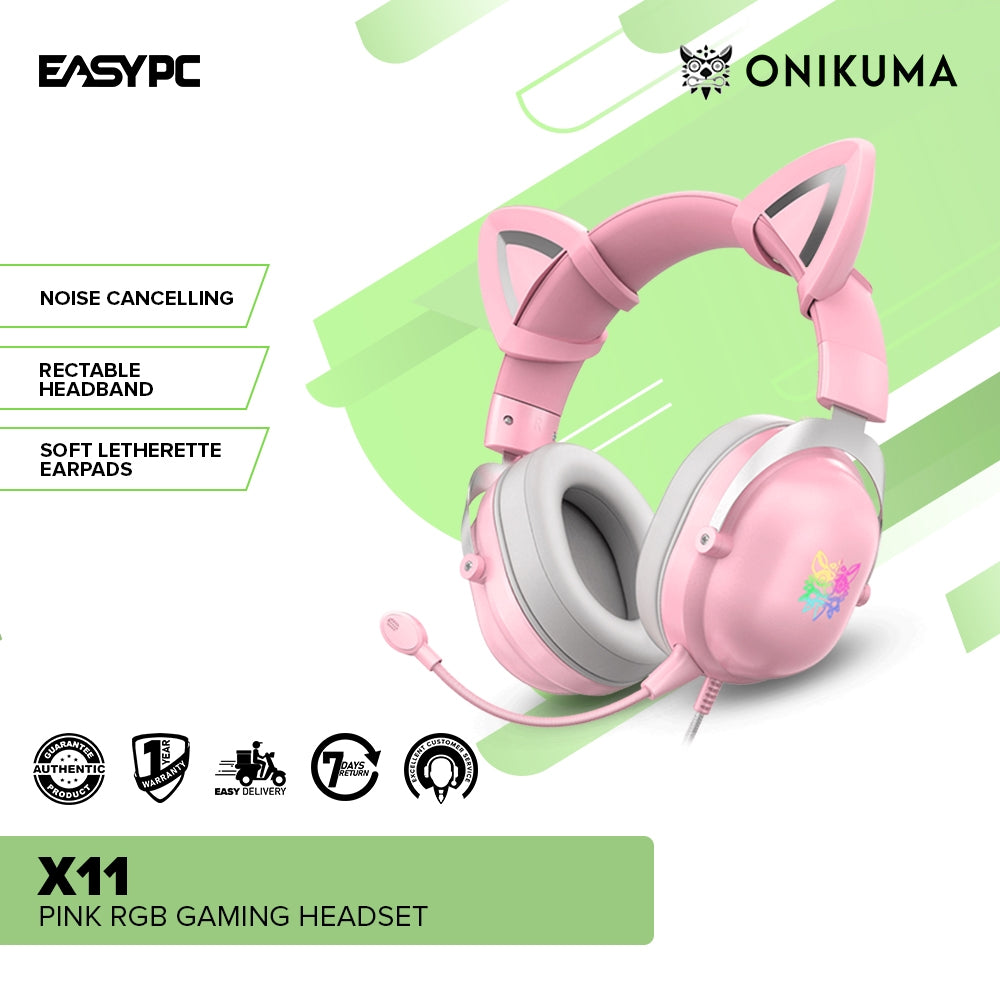ONIKUMA X11 Pink RGB Gaming Headset