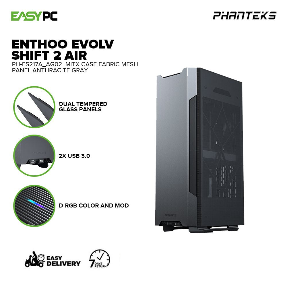 Phanteks Evolv Shift 2 Air Mini-ITX Case, Fabric Side Panels