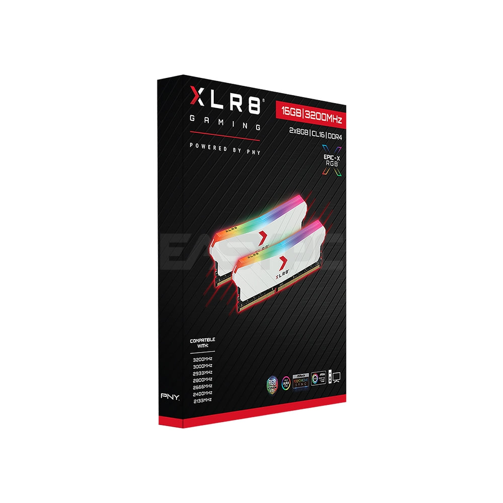 PNY XLR8 16gb 8x2 3200Mhz Ddr4 RGB Gaming Memory White-b