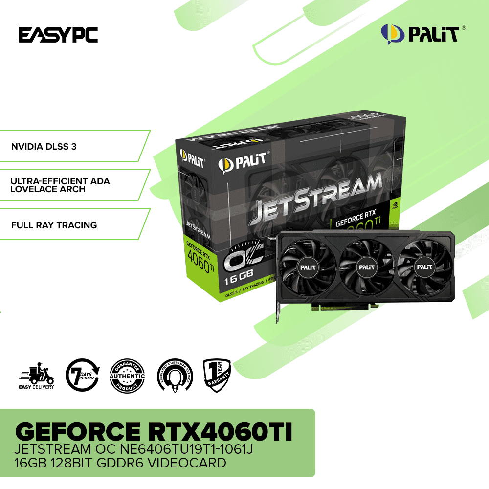 Palit GeForce RTX 4060Ti Jetstream OC 16GB 128-bit GDDR6 – EasyPC