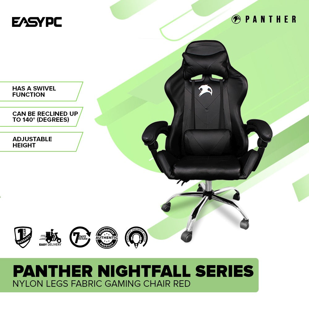 Panther Nightfall Series Nylon Legs Fabric Black and Red Gaming Chair